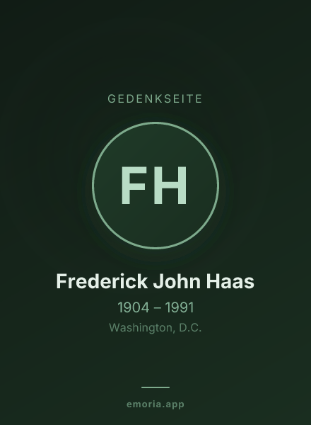 Gedenkportrait von Frederick John Haas