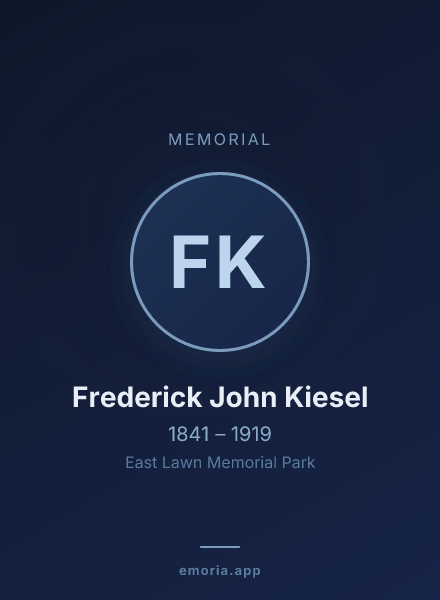 Memorial portrait of Frederick John Kiesel