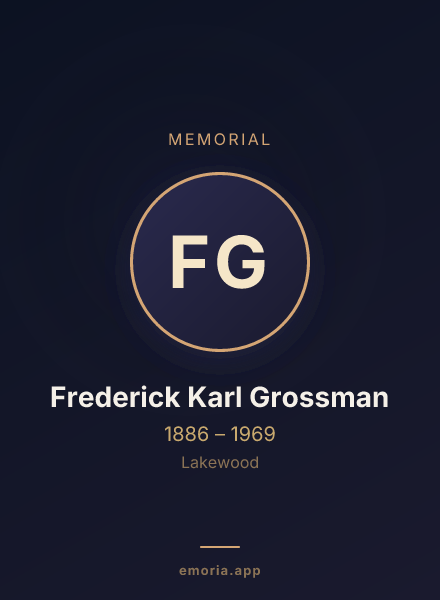 Memorial portrait of Frederick Karl Grossman