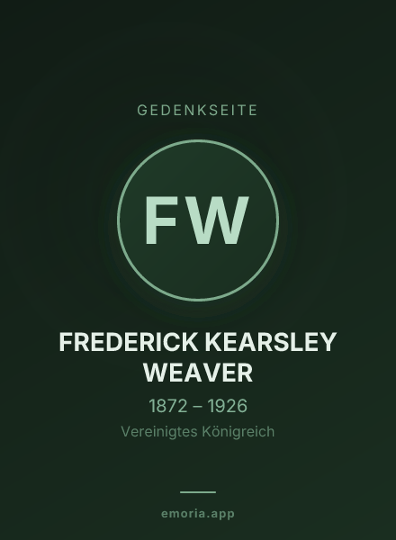 Gedenkportrait von FREDERICK KEARSLEY WEAVER