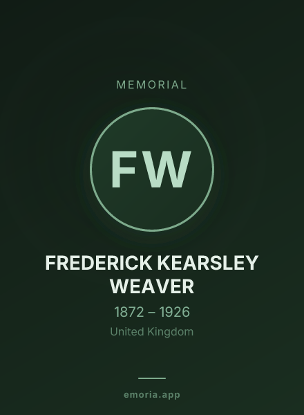 Memorial portrait of FREDERICK KEARSLEY WEAVER