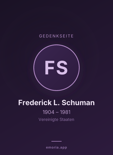 Gedenkportrait von Frederick L. Schuman