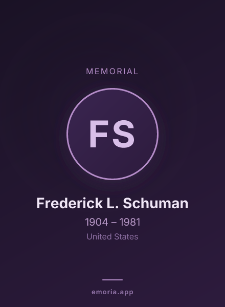 Memorial portrait of Frederick L. Schuman