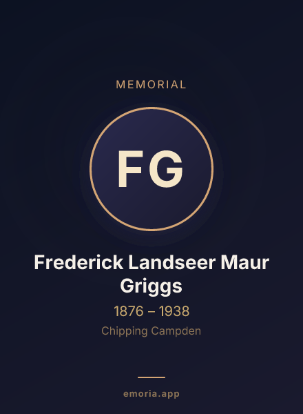 Memorial portrait of Frederick Landseer Maur Griggs