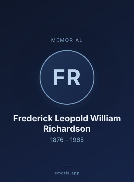 Memorial portrait of Frederick Leopold William Richardson