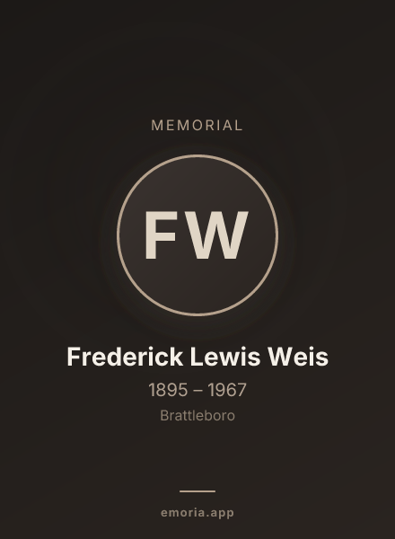 Memorial portrait of Frederick Lewis Weis