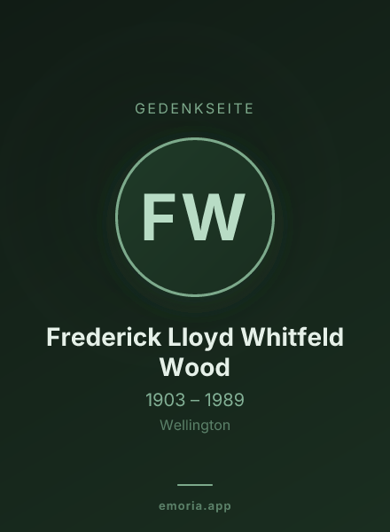 Gedenkportrait von Frederick Lloyd Whitfeld Wood
