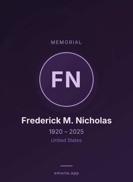 Memorial portrait of Frederick M. Nicholas