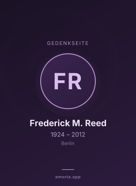 Gedenkportrait von Frederick M. Reed