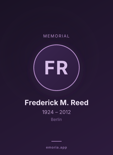 Memorial portrait of Frederick M. Reed