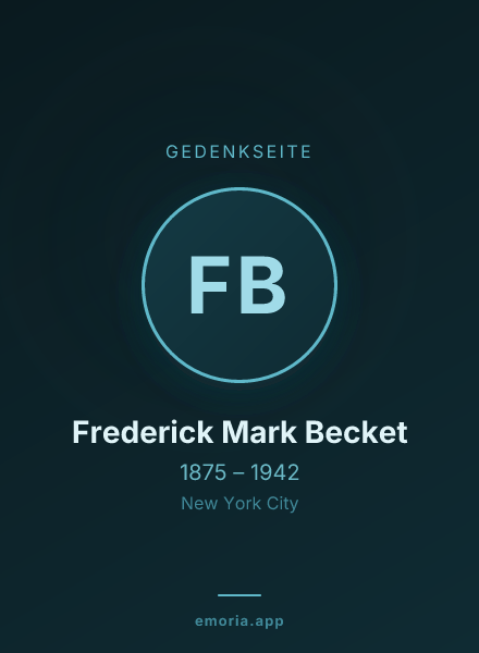 Gedenkportrait von Frederick Mark Becket