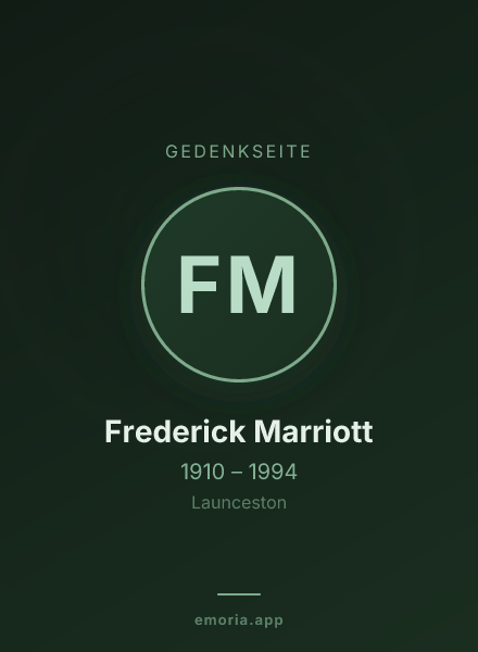 Gedenkportrait von Frederick Marriott