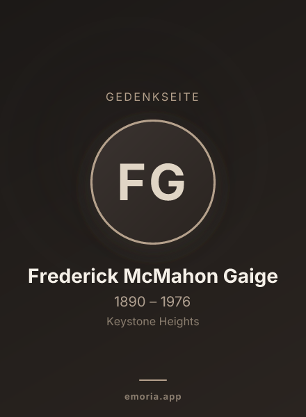 Gedenkportrait von Frederick McMahon Gaige