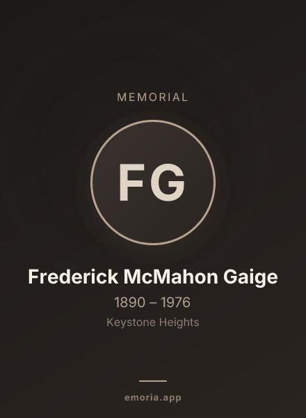 Memorial portrait of Frederick McMahon Gaige