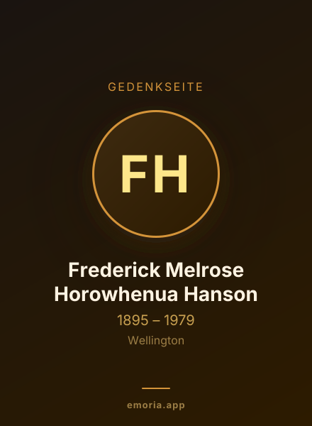 Gedenkportrait von Frederick Melrose Horowhenua Hanson