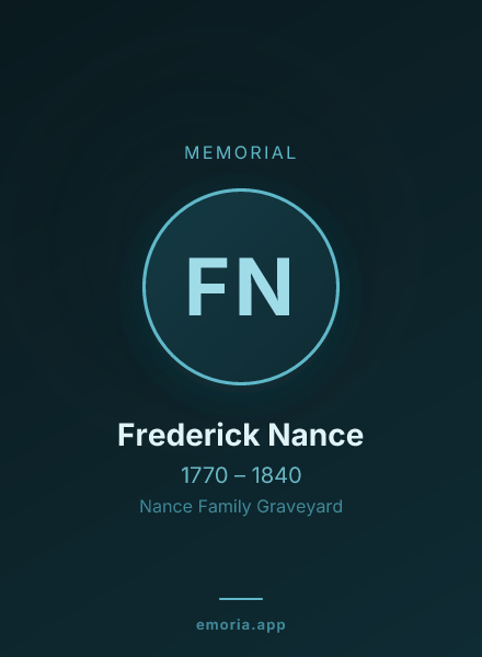 Memorial portrait of Frederick Nance
