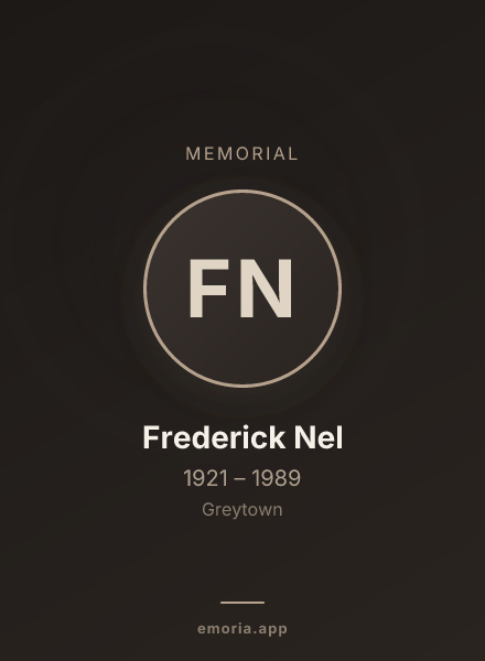 Memorial portrait of Frederick Nel