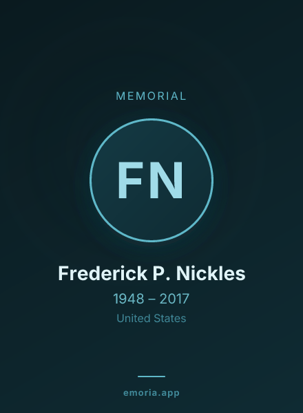 Memorial portrait of Frederick P. Nickles