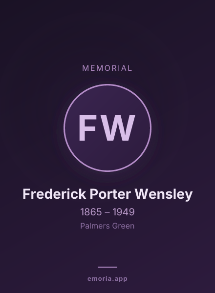 Memorial portrait of Frederick Porter Wensley