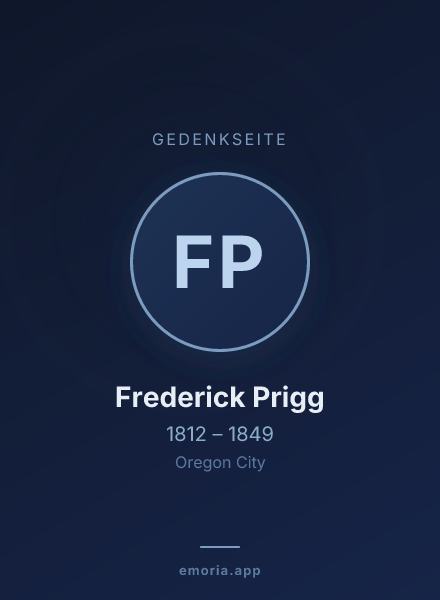 Gedenkportrait von Frederick Prigg