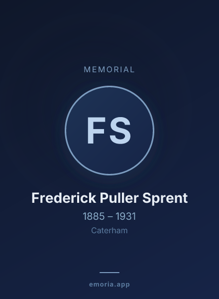 Memorial portrait of Frederick Puller Sprent