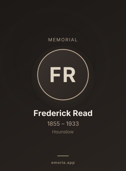 Memorial portrait of Frederick Read