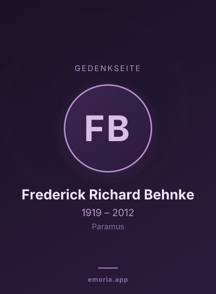 Gedenkportrait von Frederick Richard Behnke