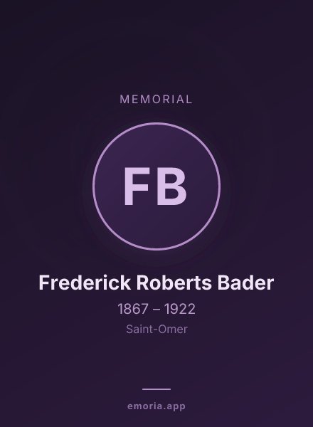 Memorial portrait of Frederick Roberts Bader