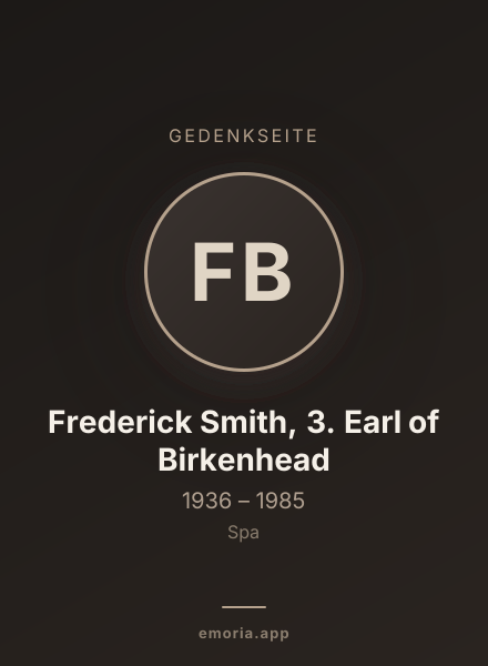 Gedenkportrait von Frederick Smith, 3. Earl of Birkenhead