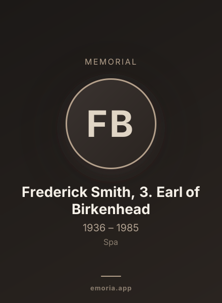 Memorial portrait of Frederick Smith, 3. Earl of Birkenhead