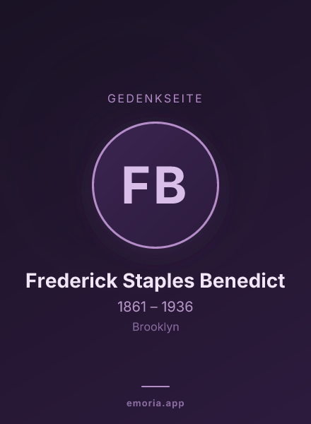 Gedenkportrait von Frederick Staples Benedict