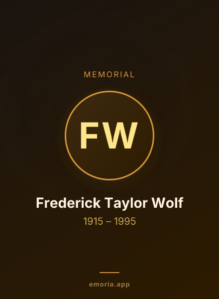 Memorial portrait of Frederick Taylor Wolf