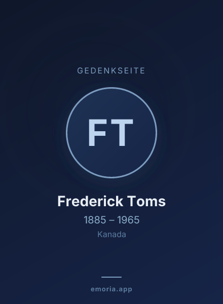 Gedenkportrait von Frederick Toms