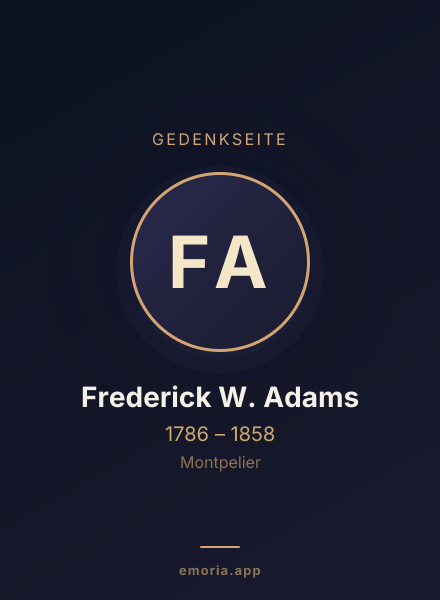 Gedenkportrait von Frederick W. Adams