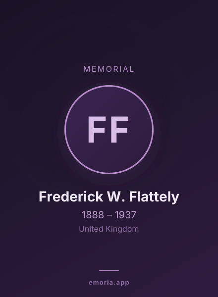 Memorial portrait of Frederick W. Flattely