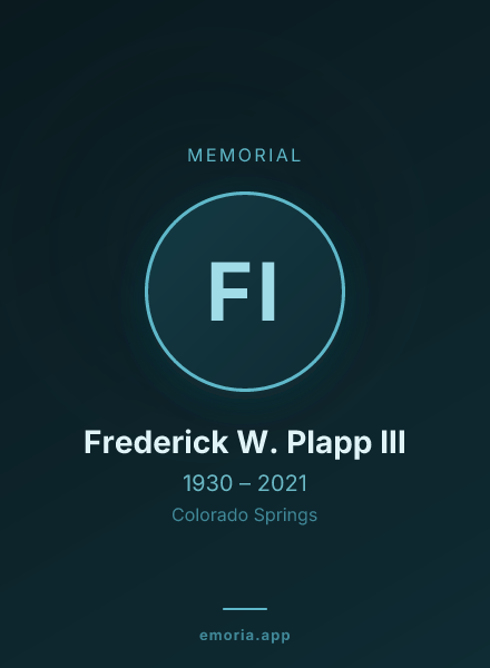 Memorial portrait of Frederick W. Plapp III