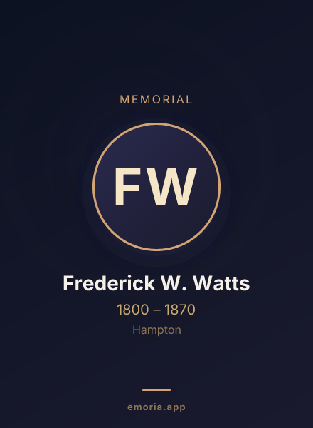 Memorial portrait of Frederick W. Watts