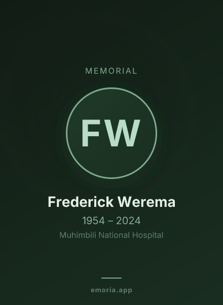 Memorial portrait of Frederick Werema