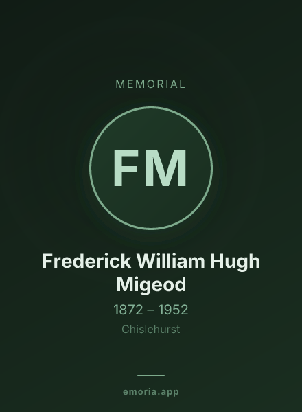 Memorial portrait of Frederick William Hugh Migeod