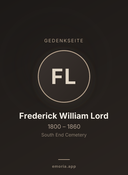 Gedenkportrait von Frederick William Lord