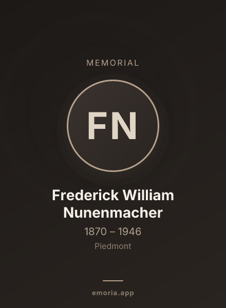 Memorial portrait of Frederick William Nunenmacher