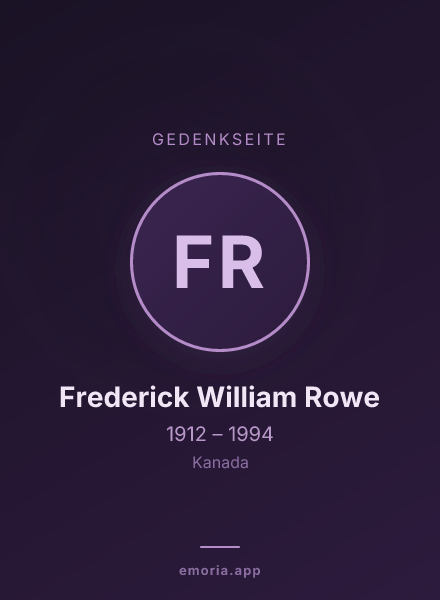 Gedenkportrait von Frederick William Rowe