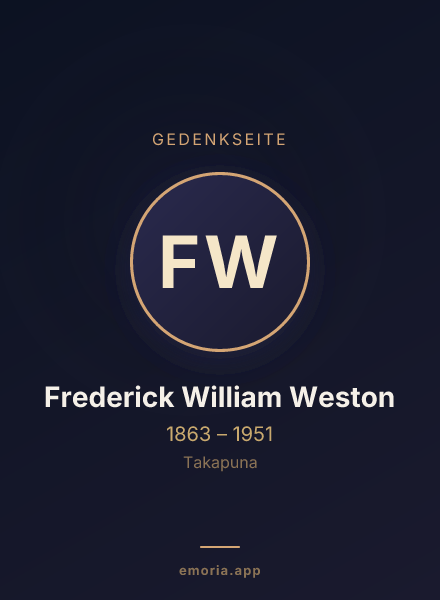 Gedenkportrait von Frederick William Weston