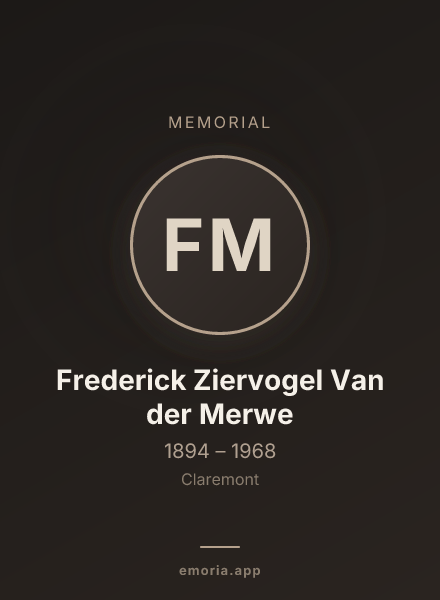 Memorial portrait of Frederick Ziervogel Van der Merwe