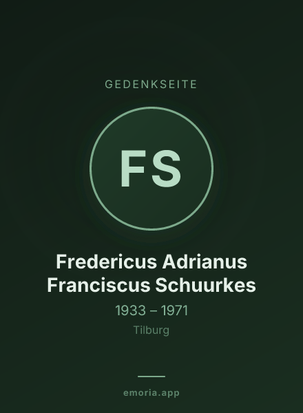 Gedenkportrait von Fredericus Adrianus Franciscus Schuurkes