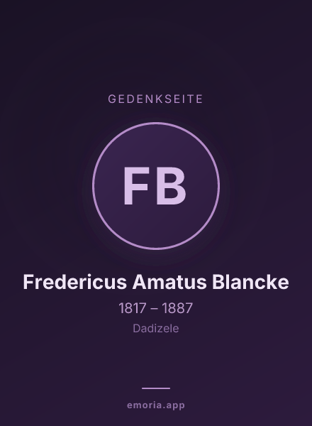 Gedenkportrait von Fredericus Amatus Blancke