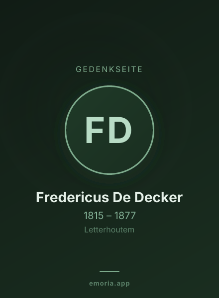 Gedenkportrait von Fredericus De Decker