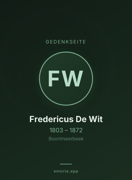 Gedenkportrait von Fredericus De Wit