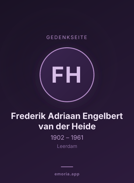 Gedenkportrait von Frederik Adriaan Engelbert van der Heide