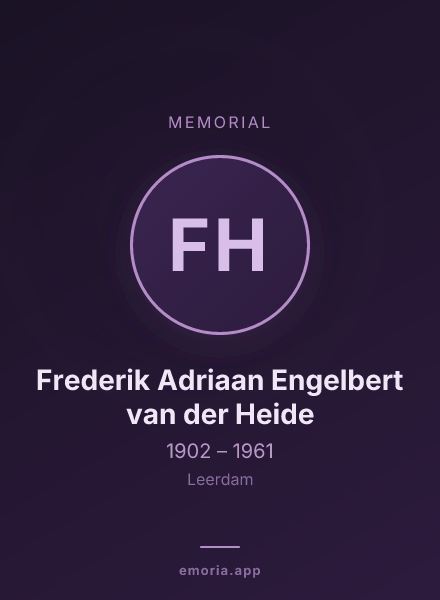 Memorial portrait of Frederik Adriaan Engelbert van der Heide